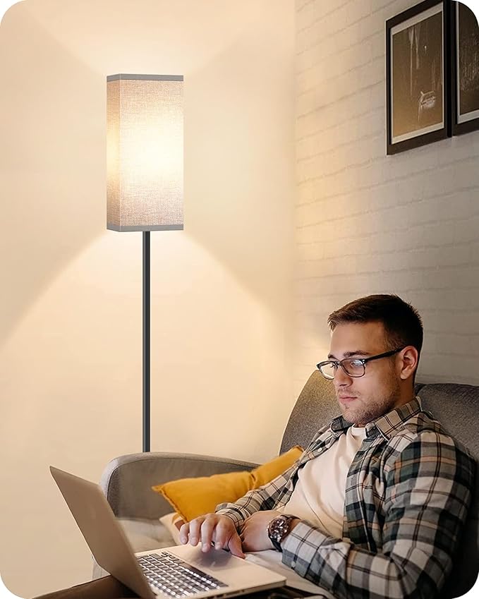 Floor Lamp, Pole Lamp with Foot Switch, Modern Standing Lamp Lampshade