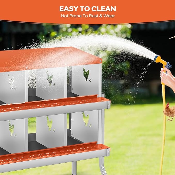 Chicken Nesting Box with Bracket Legs, 6 Compartment Nesting Boxes for Chickens, Chicken Laying Boxes to Protect Eggs, Easy to Clean & Install