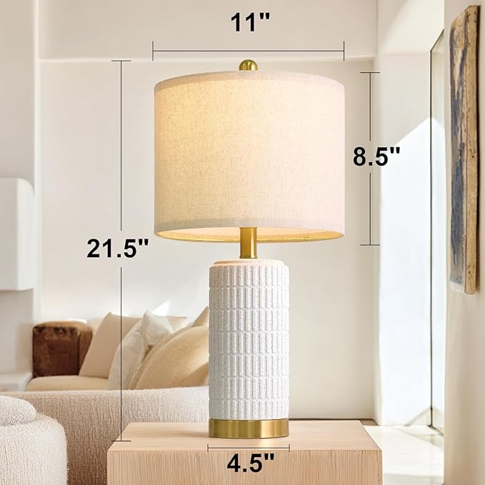 PoKat 21.5'' Stone-Like Bedside Table Lamps Set of 2