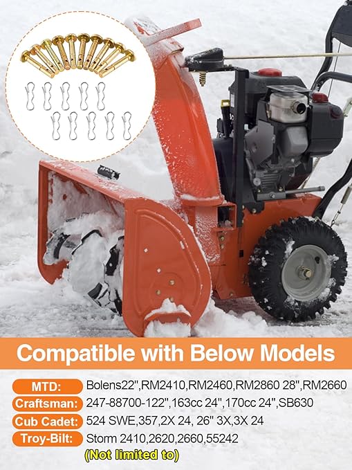 Biggun 20 Sets of Shear Pins & Cotter Pins for Snowblower - 738-04124 and 714-04040 Replacement Shear Pin Kits Compatible with MTD Craftsman Cub Cadet Troy Bilt Snowblowers