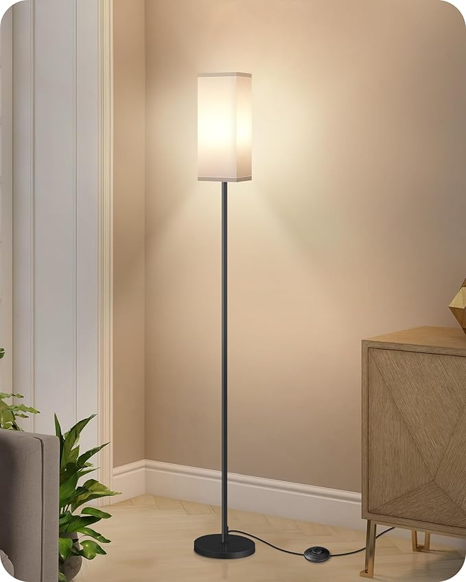 Floor Lamp, Pole Lamp with Foot Switch, Modern Standing Lamp Shade, Minimalist