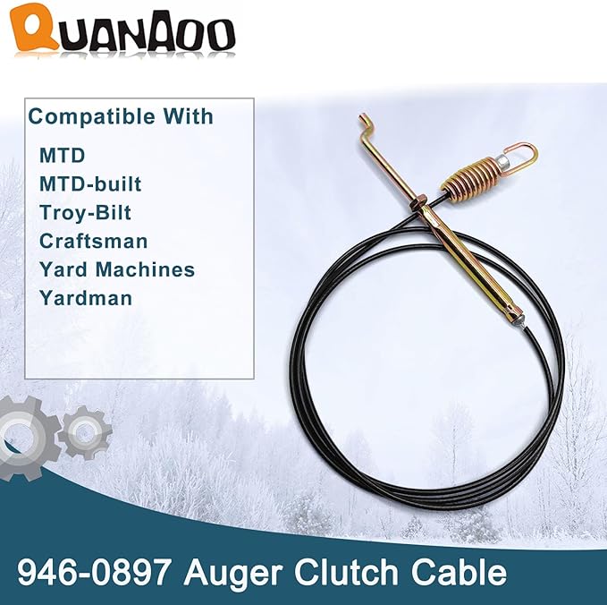 Auger Control Cable 946-0897 for MTD Craftsman Yard Machines Troy-Bilt Yard Man Snow Throwers fits MTD Built 2 Stage Snowblower Replace 746-0897 746-0897A 946-0897A Auger Clutch Cable