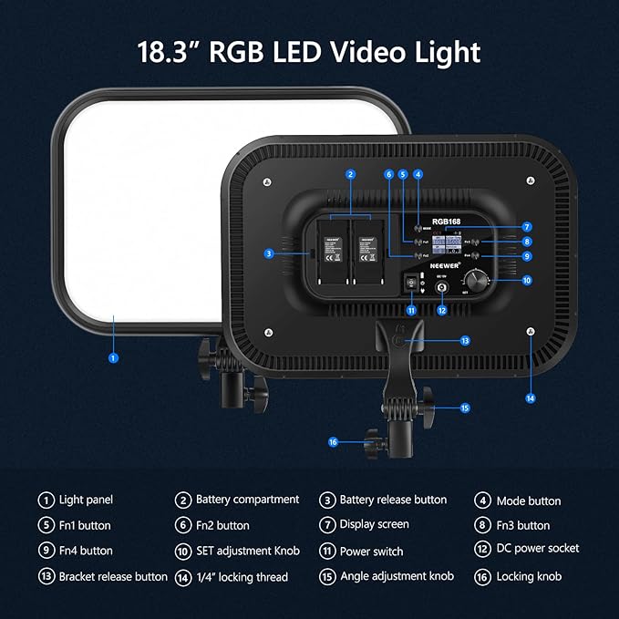 NEEWER 18.3" RGB LED Video Light Panel