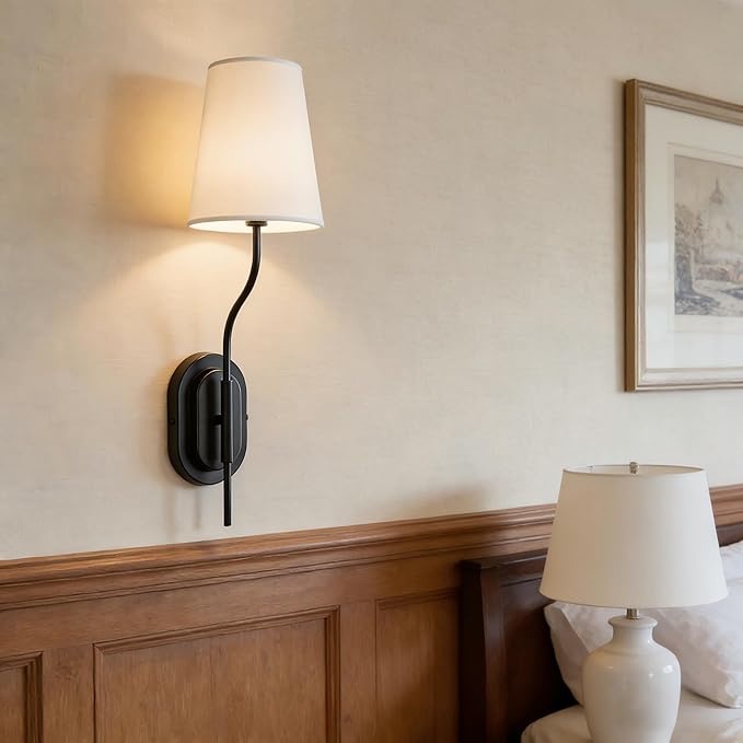 Modern Elegant Cone Linen Wall Sconce