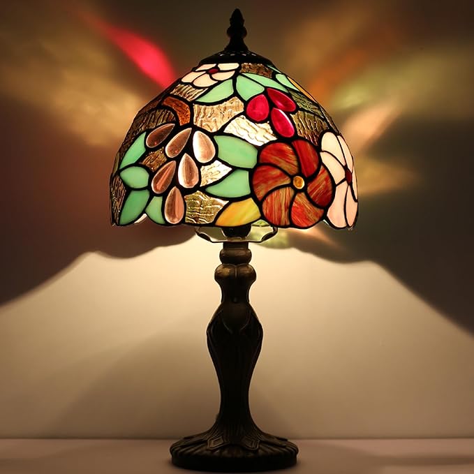 Tiffany Style Lamp Stained Glass Table Lamp 8 x 14.5 Mini Accent Light Grape