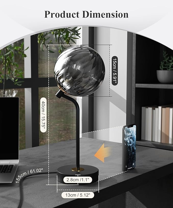 M14-2 Metro Sphere Glass Table Lamp