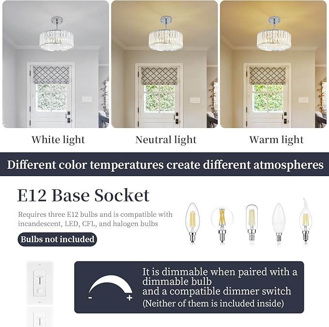 3-Light Modern Crystal Chandelier