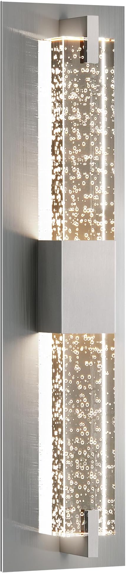 WOSHITU LED Wall Sconce Light: 19 Inch Nickel Modern Sconces Wall Lighting