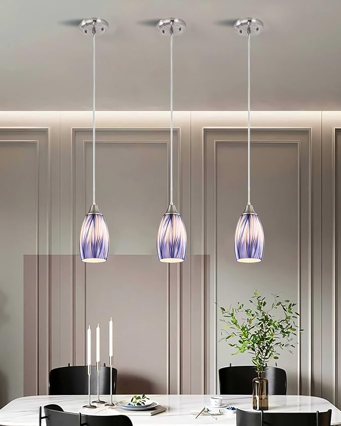Dark Blue Glass Mini Pendant Lights