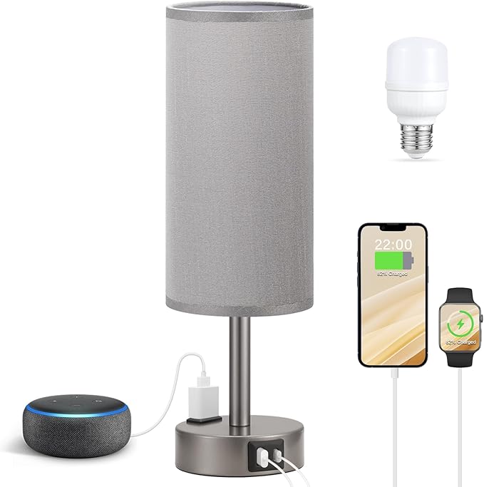 Fenmzee Grey Bedside Table Lamp