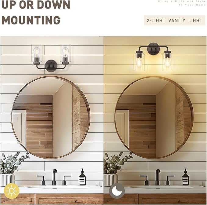 zeyu 2 Light Bathroom Vanity Light, Farmhouse Wall Sconce Lighting