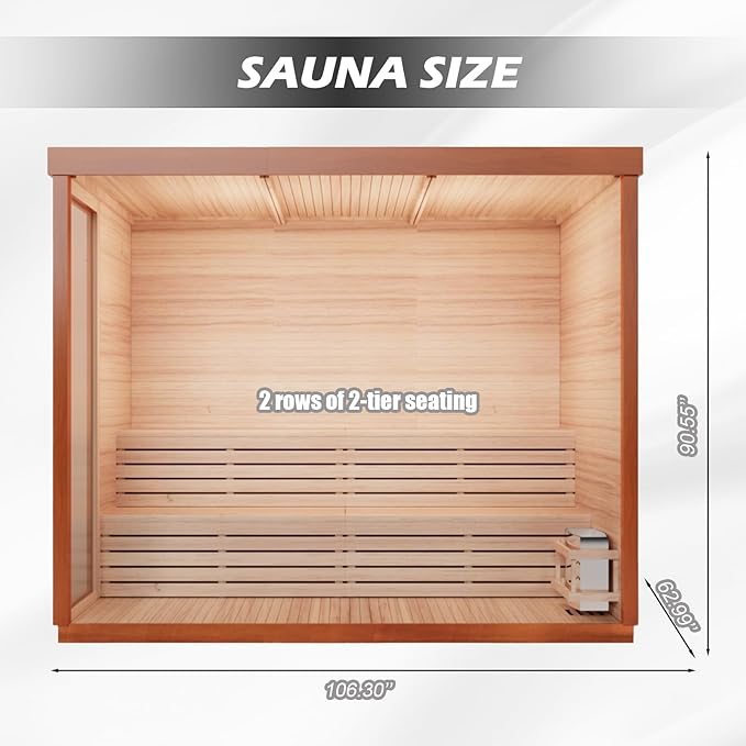 Customize 4-8 Person Outdoor Sauna,DIY Canadian Cedar Traditional Steam Cube Sauna Kit with 220V HARVIA Stove or Wood-Burning Stove