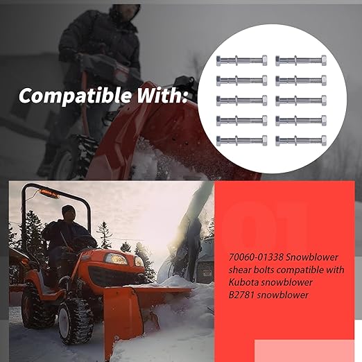 (10Pcs) 70060-01337 Shear Bolts 5/16" x 2-1/2" Compatible with Snowblower B2781