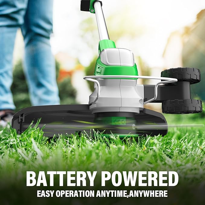 SOYUS Weed Wacker 12 Inch String Trimmer Cordless 20v Electric Weed Wacker, 2 Pcs 2.0Ah Battery Powered Weed Trimmer/Edger, Lightweight Grass Trimmer with 8 Pcs Replacement Spool Trimmer Lines