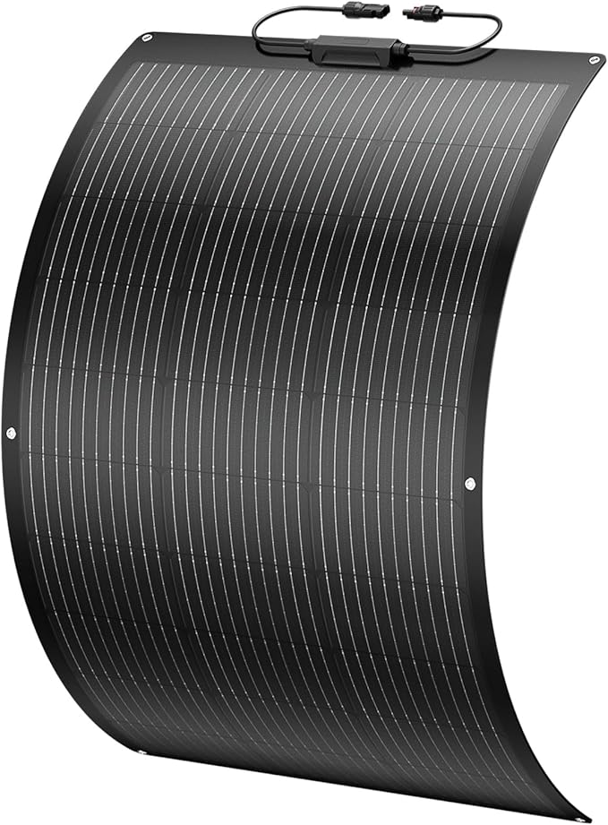 BougeRV Arch 100 Watt Fiberglass Flexible Solar Panel, Portable Bendable 12 Volts 10BB Mono Cell for RV Camping Home Boat Marine Curve Surface Black