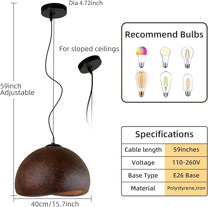 JAYMP Dark Brown Wabi Sabi Pendant Light