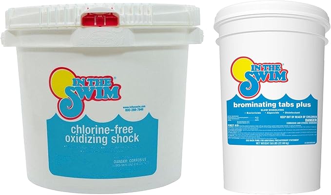 In The Swim Pool Care Bundle: Bromine Plus & Chlorine-Free Shock - 50lb Bromine Tablets & 40lb Shock Oxidizer - Low Odor, Chlorine Alternative