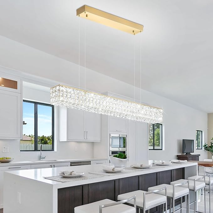 Rectangle Crystal Chandelier Modern Gold Crystal Chandelier Rectangular Pendant