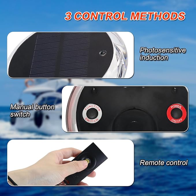 Outdoor LED Navigation Lights 6 Modes Multifunctional IP67 Waterproof Solar