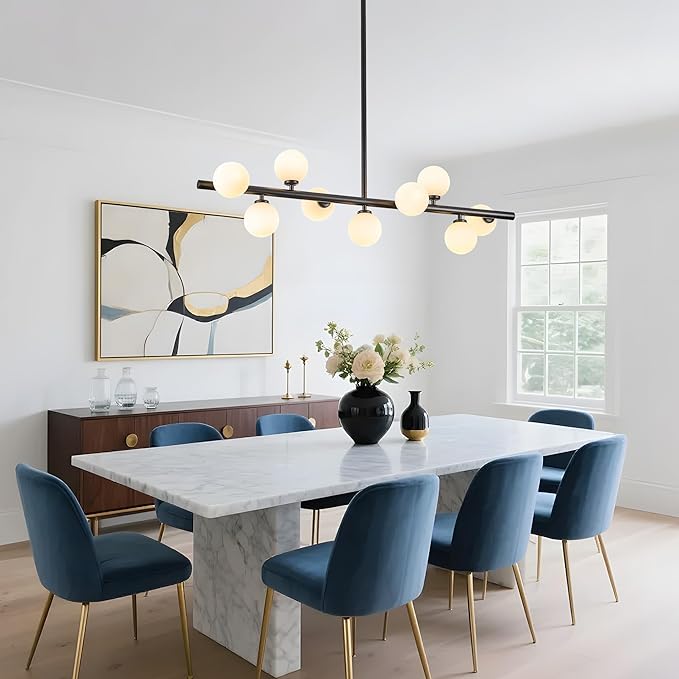 Mid Century Modern Globe Sputnik Chandelier, 9-Light Linear Chandeliers