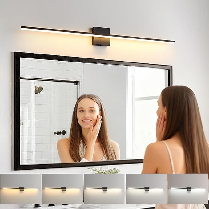 Modern Bathroom Vanity Light 32 Inch, 23W Black Bathroom Light Fixture Over