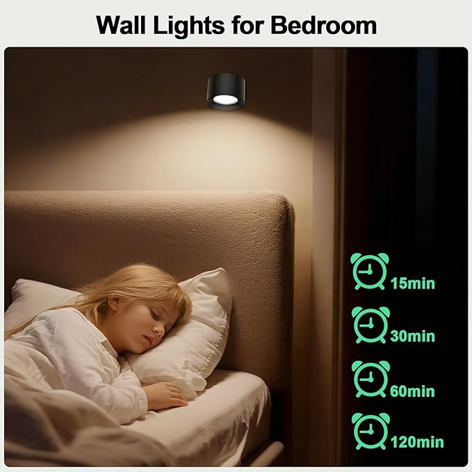 AOMEES Wall Lights Battery Operated Wall Sconce, 3 Color Temperatures & 3
