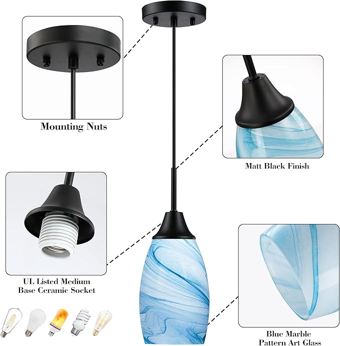 Mini Glass Pendant Light 4.72"