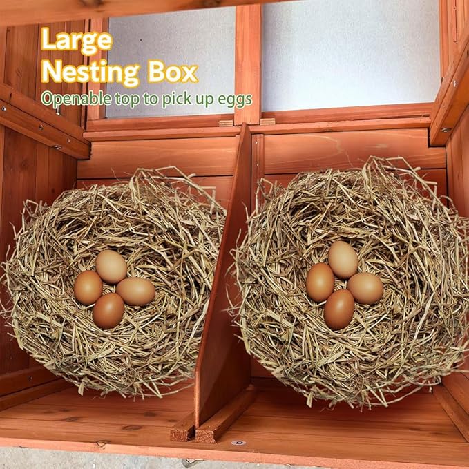 Automatic Chicken Coop with Solar Powered Door, Weather-Resistant Outdoor Chicken House with Timer & Light Sensor, Ventilated Wooden Hen House with 2 Nesting Boxes & Pull-Out Tray for Easy Cleaning