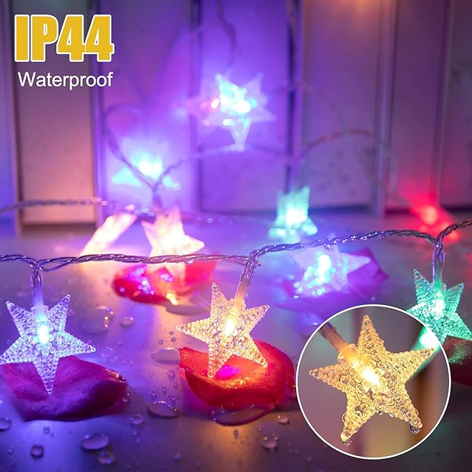Minetom Star String Lights for Bedroom - 33 ft Plug-in Color Changing Star
