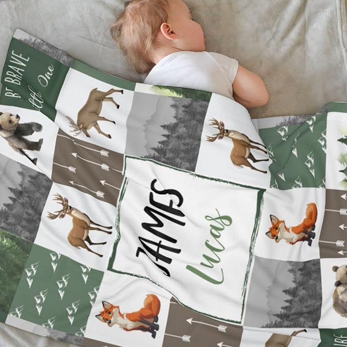 Personalized Baby Blanket - Custom Baby Blanket for Boys with Name for Kids Personalized Baby Boy Gift for Christmas Birthday Baby Shower Customized Blanket for Newborn Toddlers Stroller Blanket