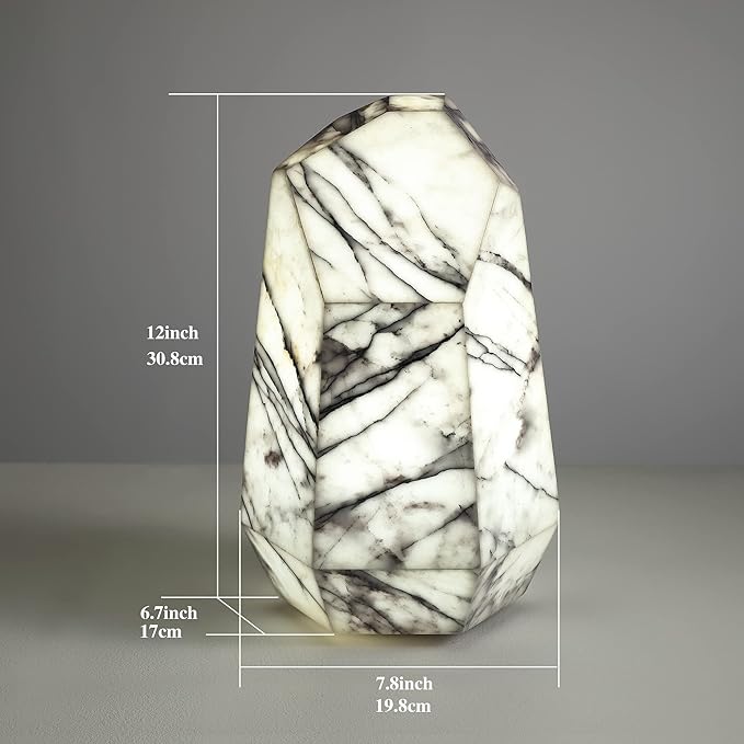 Handcrafted Real Marble Table Lamp, Stone Lamp