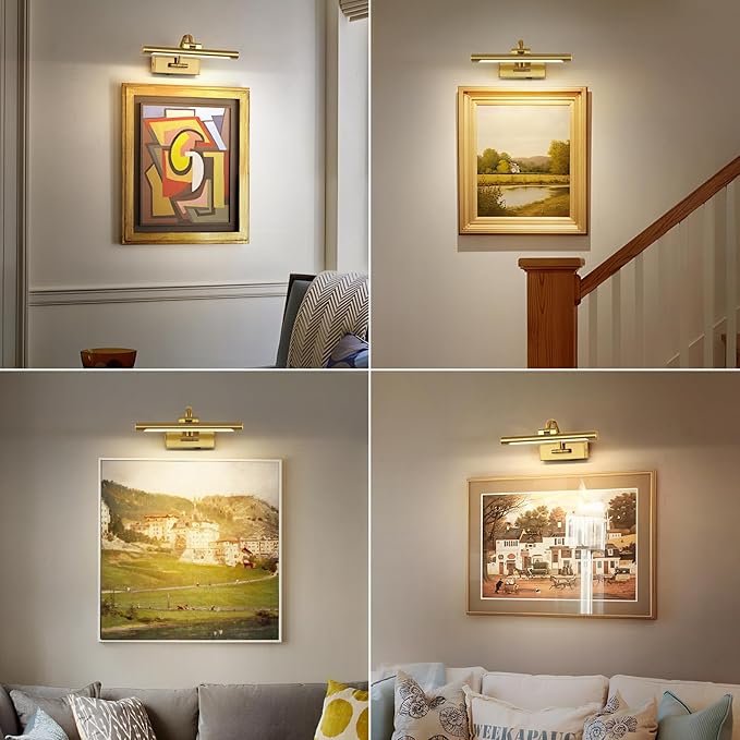 Wireless Picture Lights for Wall Rechargeable Brass Gallery Lights Battery