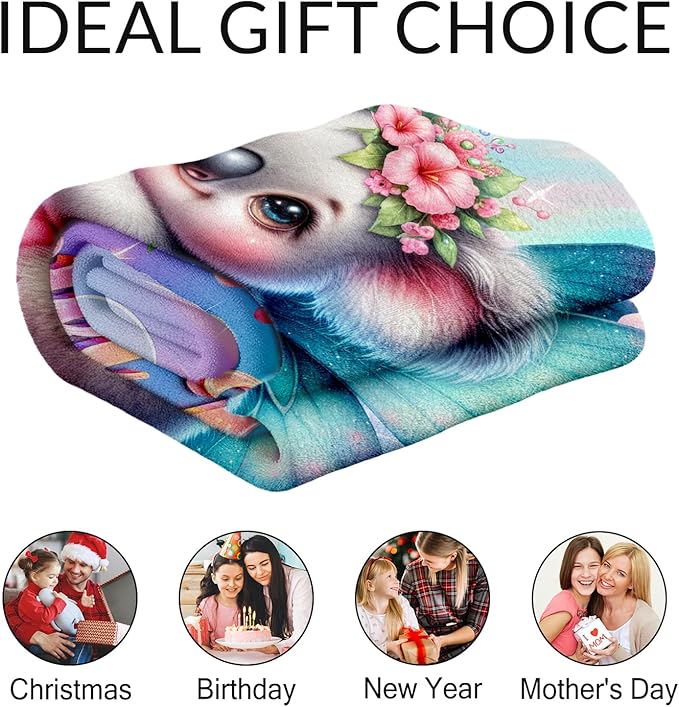 Girls Blanket - Personalized Koala Gifts for Kids - Warm Fuzzy Toddler Throw Blankets Stuff Decor