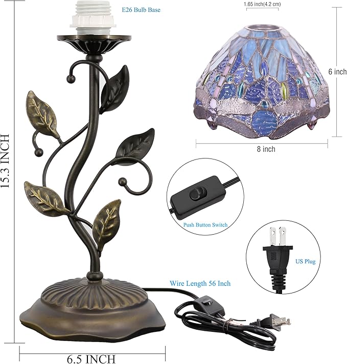 Small Tiffany Lamp Stained Glass Table Lamp Uplight Accent Lamp