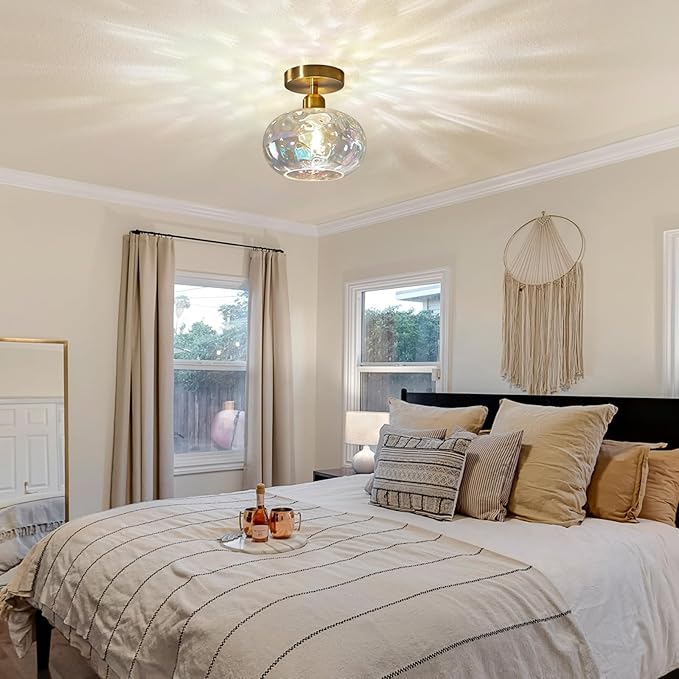 Vintage Glass Flush Mount Ceiling Light