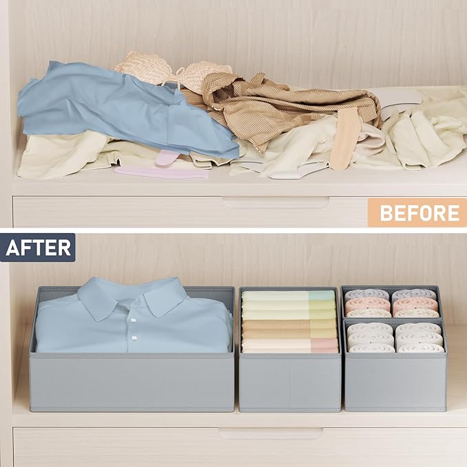 DIMJ Drawer Organizer Clothes Storage - 24 Pack Baby Dresser Organizer for Nursery, Small Fabric Closet Drawer Organizer Bins for Underwears Socks, Foldable Storage Dividers Organization for Bedroom