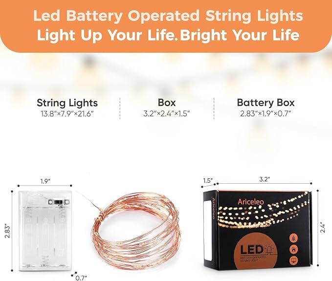 1 Pack 16.4ft Battery Operated String Lights