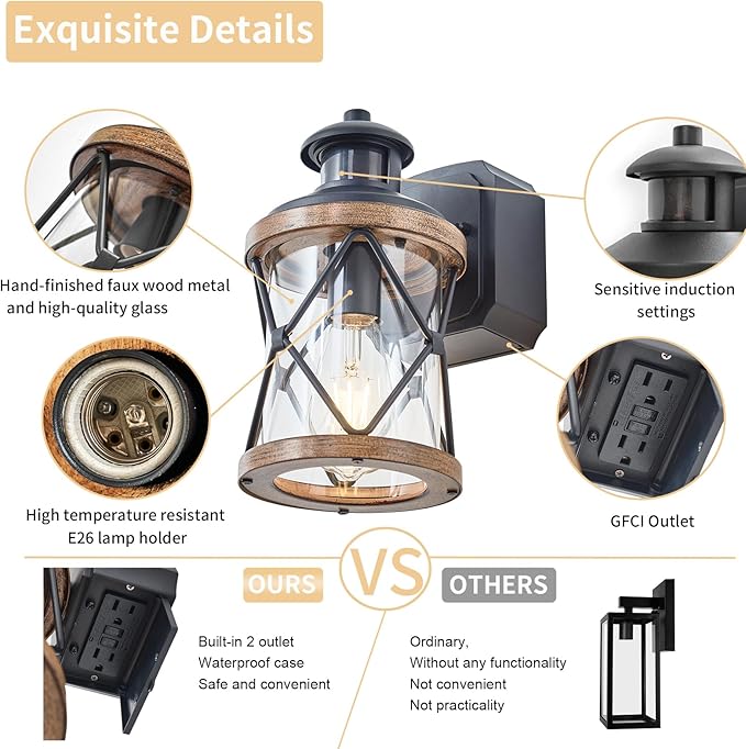 Dusk to Dawn Motion Sensor Outdoor Porch Light