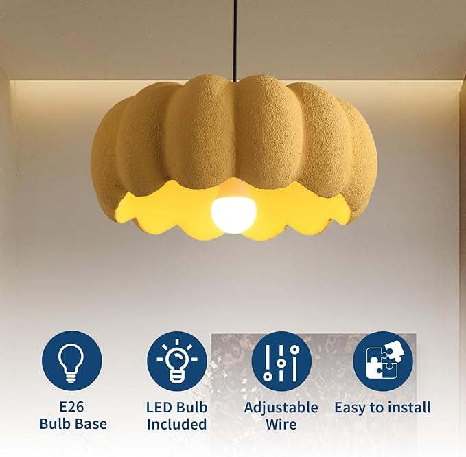 JAYMP Yellow Pumpkin Shape Pendant Light