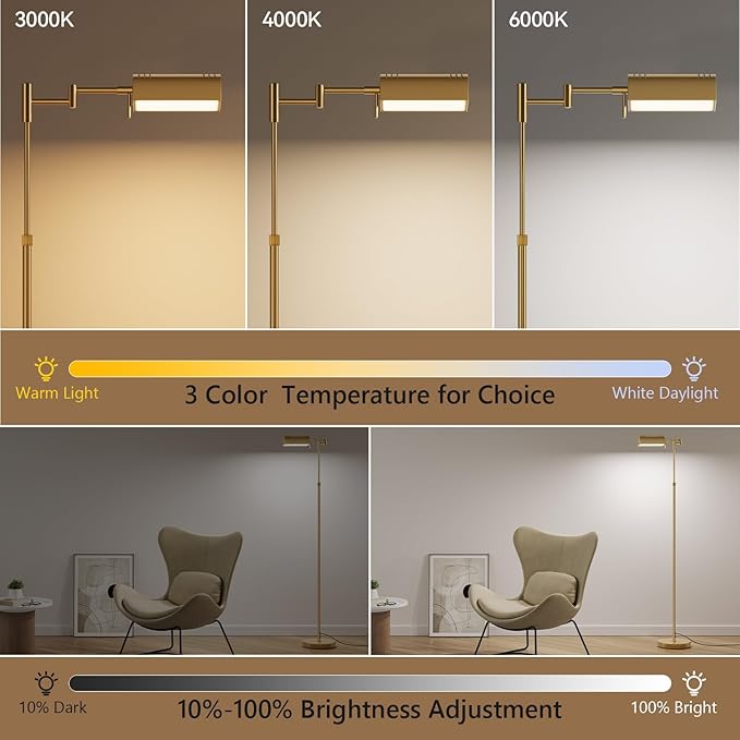 SUNMORY Dimmable LED Pharmacy Floor Lamp, 16W/1500LM Bright Reading Floor Lamp