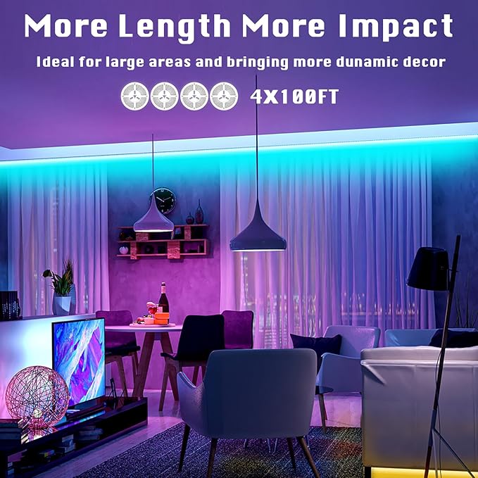 dalattin Led Lights for Bedroom 400ft, 24V Led Strip Lighting