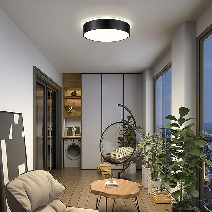 Dimmable Black LED Large Flush Mount Ceiling Light, 5CCT 2700K-6000K Ceiling