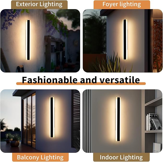 Outdoor Wall Sconces, 31.4inch Modern Wall Lights, 3 Lights Color