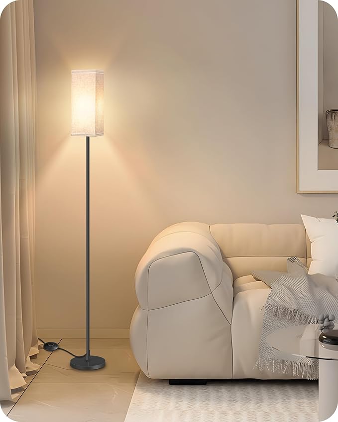 64.6" Floor Lamp, Pole with Foot Switch, Modern Standing Lamp Lampshade