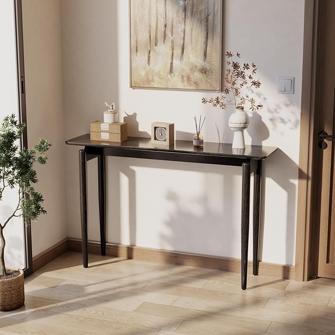 Wood Console Table Walnut Entryway Table, Thin Console Table, Sofa Tables for Living Room (47.2'')