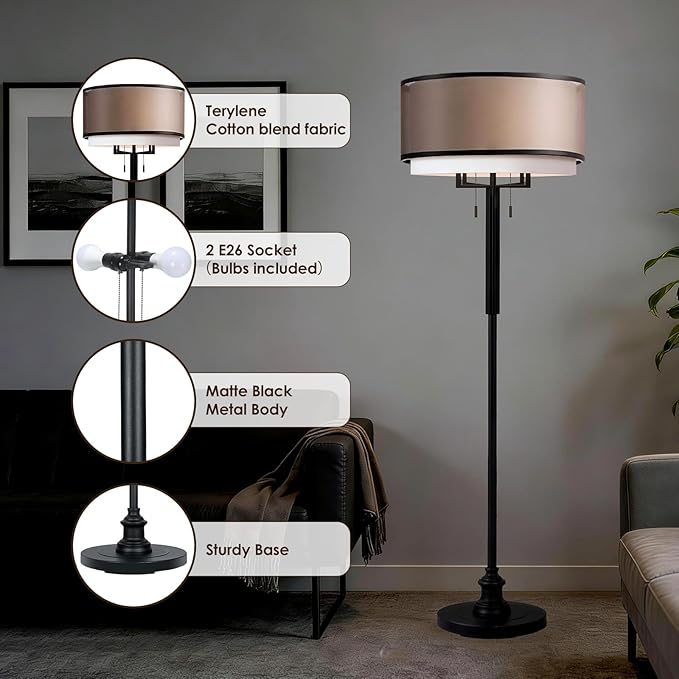 High-end Floor Lamps, Dimmable Standing Light, 3 Color Temperatures, Stepless