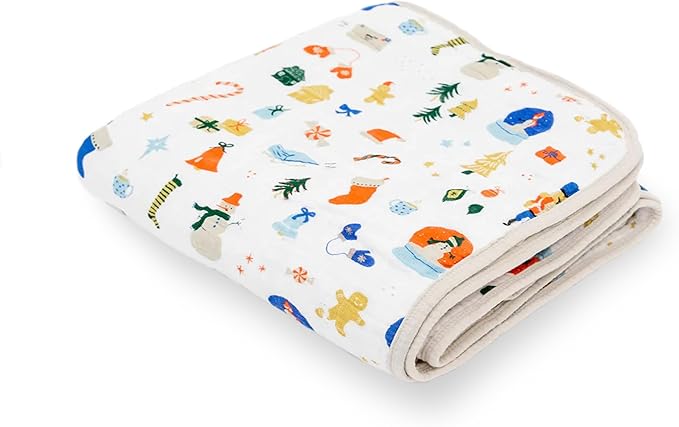 Little Unicorn Original Premium Cotton Quilt | Multi-Layered & Extra-Soft Muslin Fabric |for Babies & Toddlers (Christmas Time)