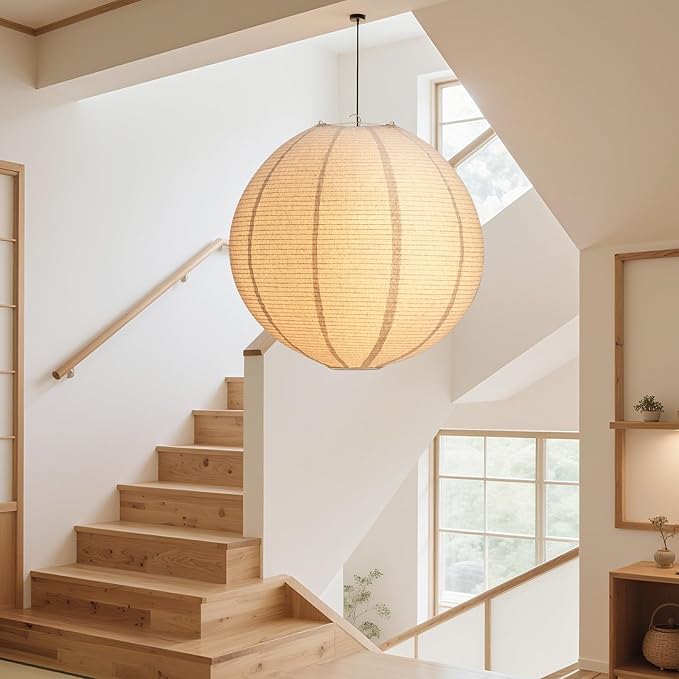 Large Hanging Lamp shade 20INCH Round Linen Pendant Lamp shade Can replace