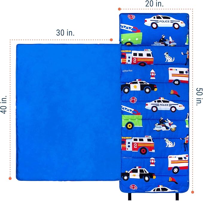 Wildkin Kids Microfiber Nap Mat – Soft Sleep Mat with Pillow, Ideal for School & Travel - Heroes
