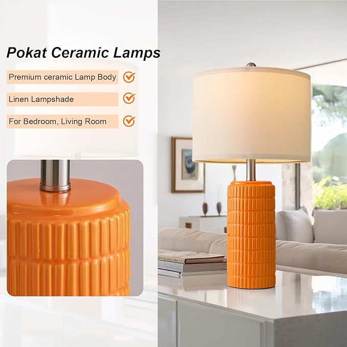 PoKat 23" Orange Table Lamps Decor